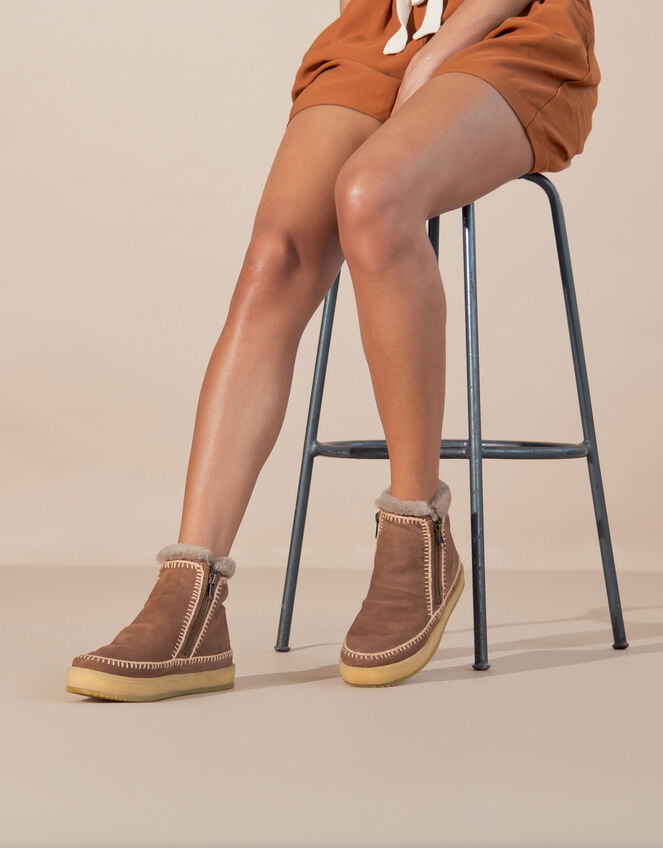 Laidback London Crochet Ankle Boots, Camel (BEIGE), large