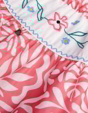 Floral Print Tiered Skirt, Orange (CORAL), large