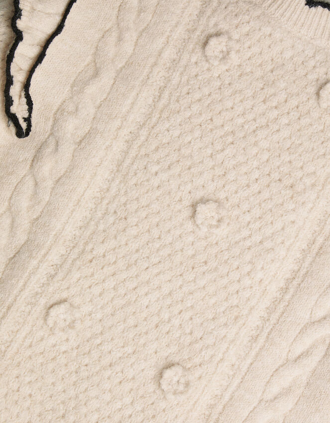 Frill Cable Knit Jumper Dress, Camel (OATMEAL), large