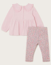 Newborn Ribbed Top and Floral Leggings Set, Purple (LILAC), large