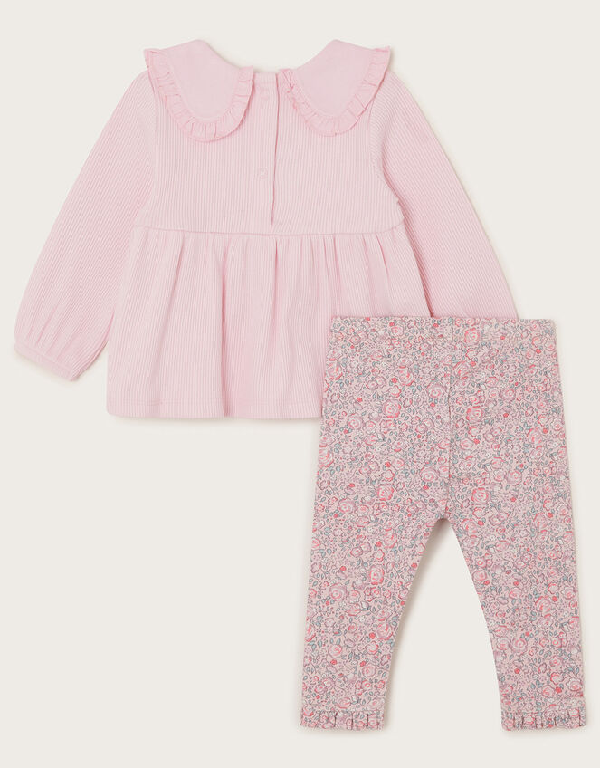 Newborn Ribbed Top and Floral Leggings Set, Purple (LILAC), large