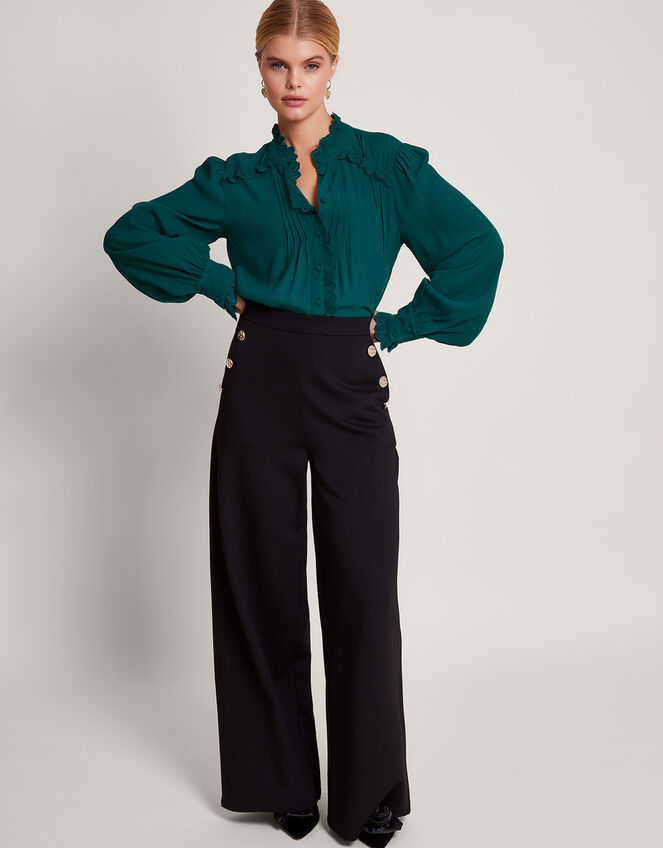 Prue Lacy Pintuck Blouse, Green (GREEN), large