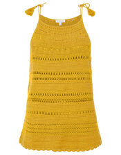 Cora Crochet Vest Top, Yellow (YELLOW), large
