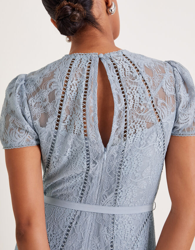 Ellie Lace Short Sleeve Midi Dress, Grey (GREY), large