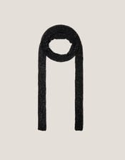 Skinny Beaded Scarf, Black (BLACK), large
