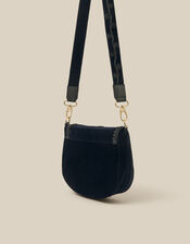 Dori Embroidered Velvet Saddle Crossbody Bag, , large
