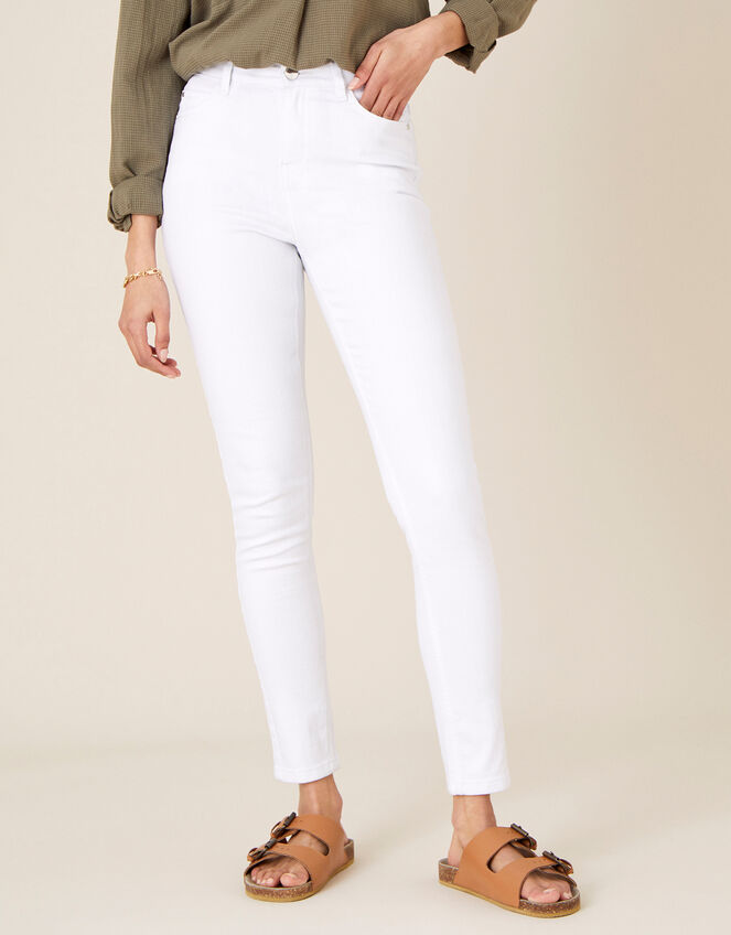 Iris Regular-Length Skinny Jeans, White (WHITE), large