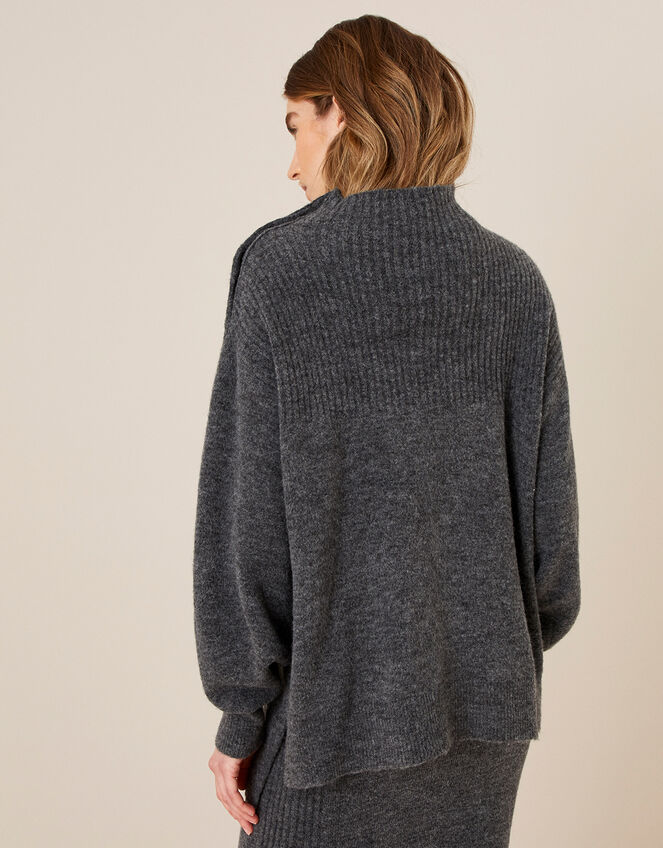 LOUNGE High Neck Knit Jumper , Grey (CHARCOAL), large