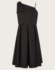 Nina Asymmetrical Bow Strap Prom Dress, Black (BLACK), large