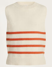 Sable Stripe Knit Vest, Ivory (IVORY), large