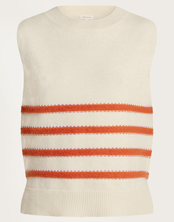 Sable Stripe Knit Vest, Ivory (IVORY), large