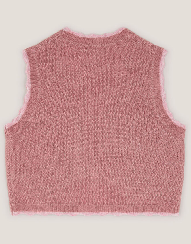 Rose Embroidered Knitted Waistcoat, Pink (PINK), large