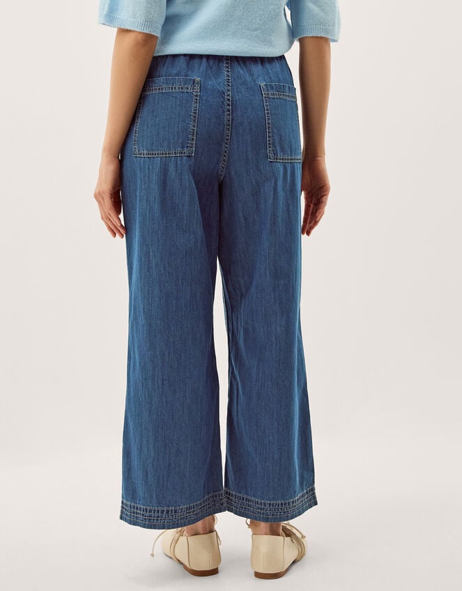 Heidi Drawstring Regular Wide Leg Jeans, Blue (MID AUTHENTIC BLUE), large