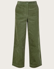 Cord Wide Leg Suit Trousers, Green (GREEN), large
