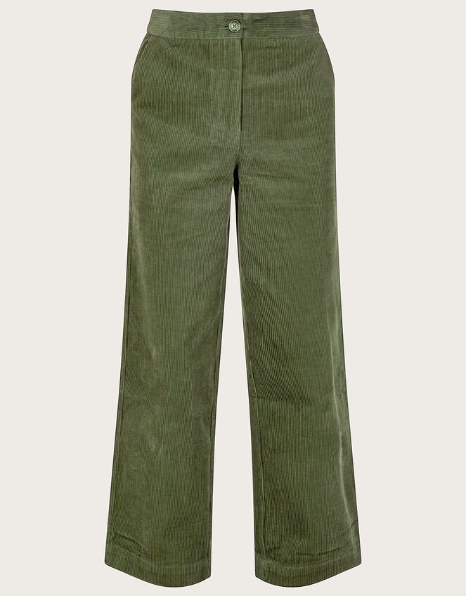 Cord Wide Leg Suit Trousers, Green (GREEN), large
