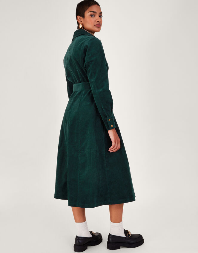 Teri Cord Shirt Dress, Green (DARK GREEN), large