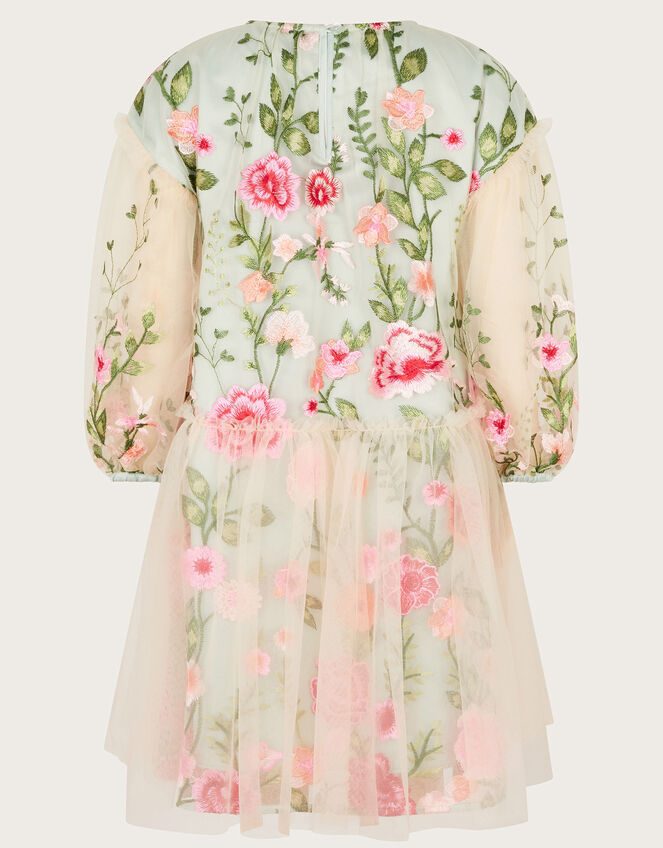 Heather Long Sleeve Floral Embroidered Dress, Multi (MULTI), large
