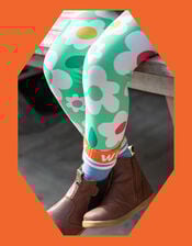 Frugi Leona Printed Leggings, Green (GREEN), large