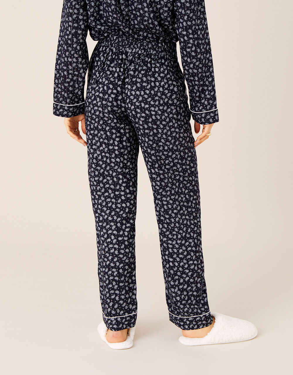 Paisley and Pinstripe Pyjama Bottoms Blue Pyjamas Monsoon UK.