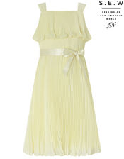 Italia Pleated Dress in Recycled Polyester, Yellow (LEMON), large