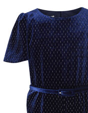 Shimmer Velvet Belted Jumpsuit, Blue (NAVY), large