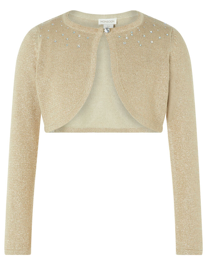 Niamh Crystal Knitted Cardigan, Gold (GOLD), large
