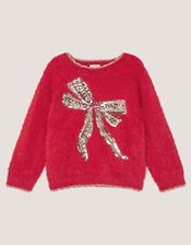 Sequin Bow Jumper, Red (RED), large