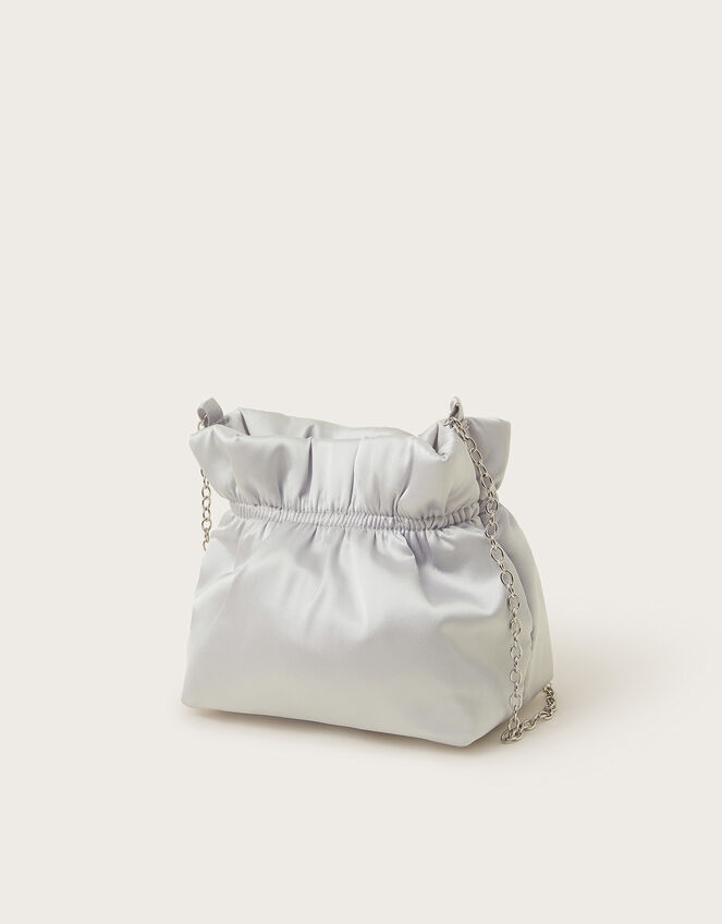 Bejewelled Satin Pouch Bag, , large