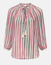 East Shania Sheer Stripe Blouse, Multi (MULTI), large