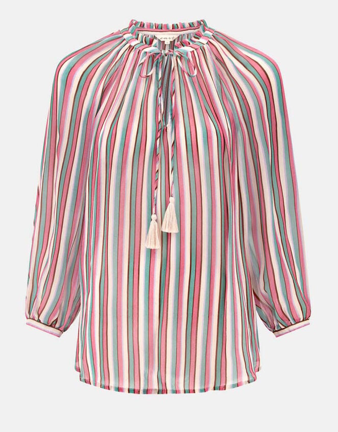 East Shania Sheer Stripe Blouse, Multi (MULTI), large