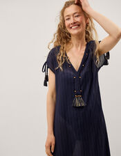 Mia Tassel Stripe Midi Kaftan, Blue (NAVY), large