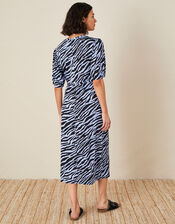 Animal Print Jersey Midi Dress, Blue (BLUE), large