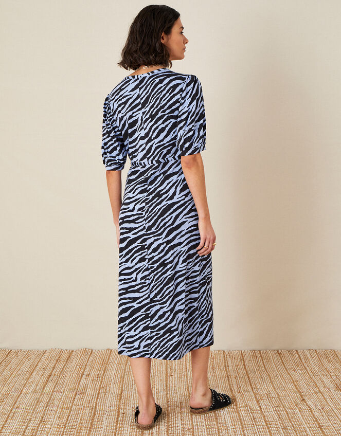Animal Print Jersey Midi Dress, Blue (BLUE), large