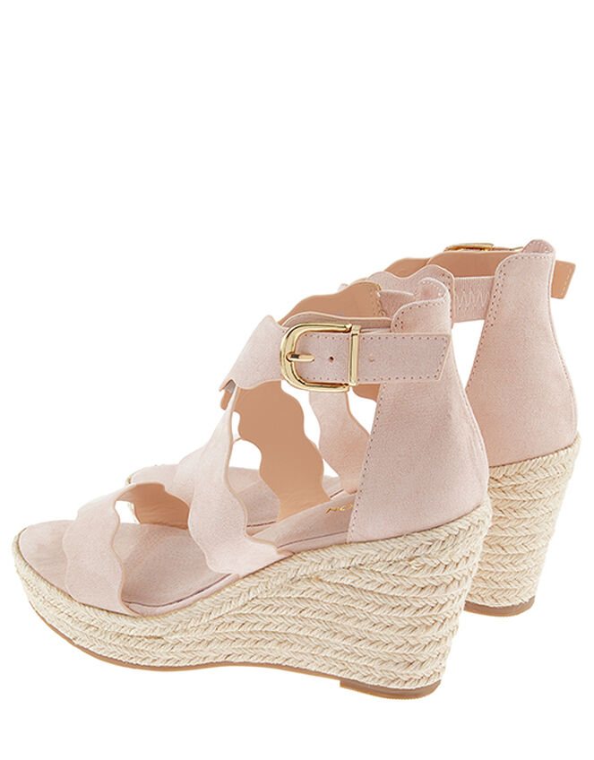 Sophie Scalloped Wedge Heel Sandals, Nude (NUDE), large