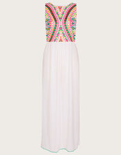Mosaic Embroidered Midi Dress in LENZING™ ECOVERO™, White (WHITE), large