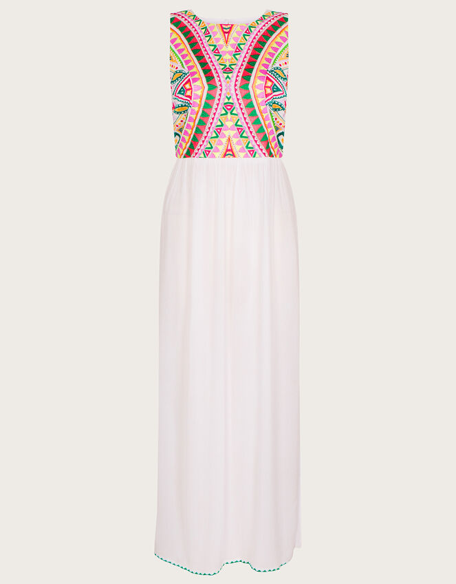 Mosaic Embroidered Midi Dress in LENZING™ ECOVERO™, White (WHITE), large