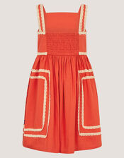 Monsoon x Charlie Taylor Palm Embroidered Dress, Orange (ORANGE), large