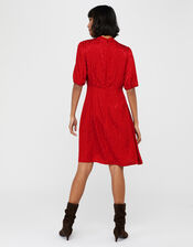 Tia Jacquard Midi Dress, Red (RED), large