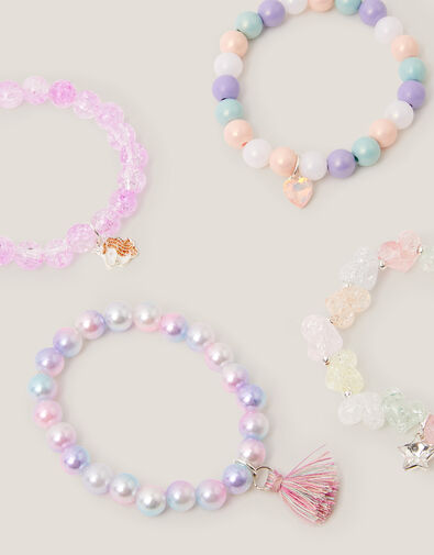 4-Pack Beaded Charm Bracelets , , large