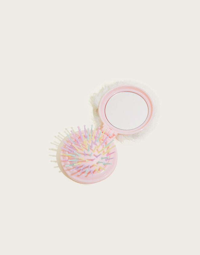 Fluffy Unicorn Compact Hairbrush, , large