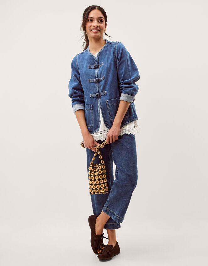 Lauren Knot Denim Jacket, Blue (MID AUTHENTIC BLUE), large