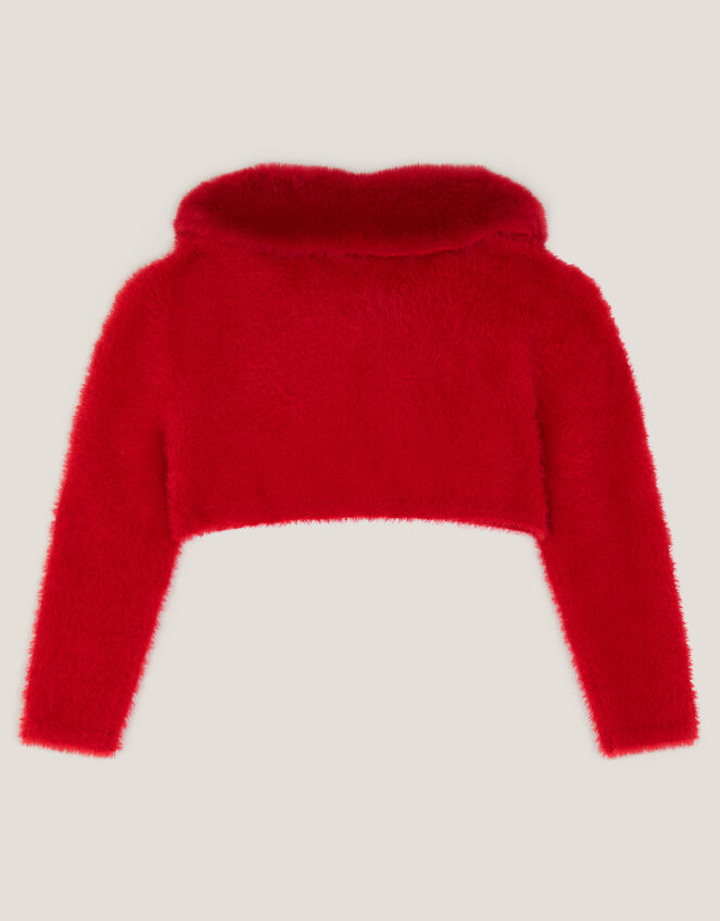 Baby Detachable Collar Fuzzy Cardigan, Red (RED), large