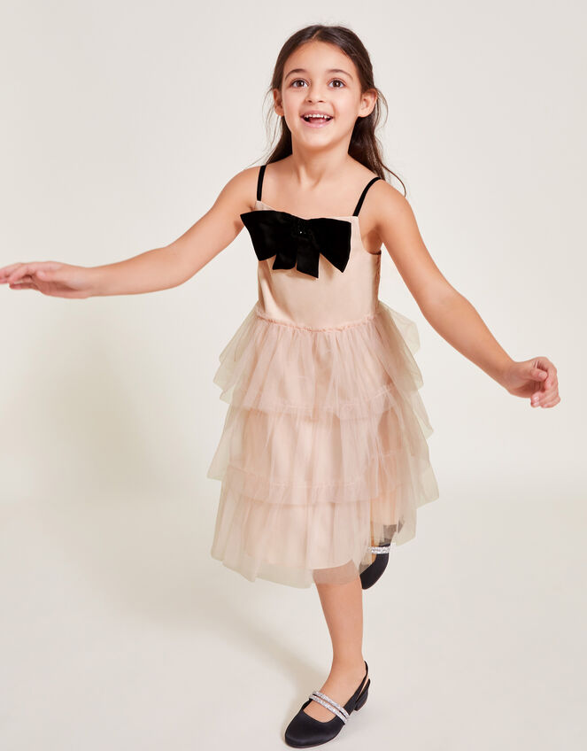 Paris Bow Tulle Ruffle Dress, Pink (PINK), large