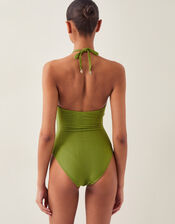Alina Scallop Halter Swimsuit, Green (GREEN), large