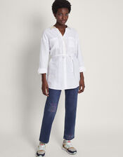 Liz Upcycled Embroidered Shirt, White (WHITE), large