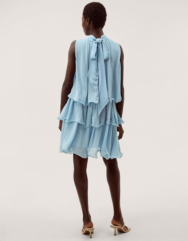 Elle Sleeveless Ruffle Tier Mini Dress, Blue (PALE BLUE), large