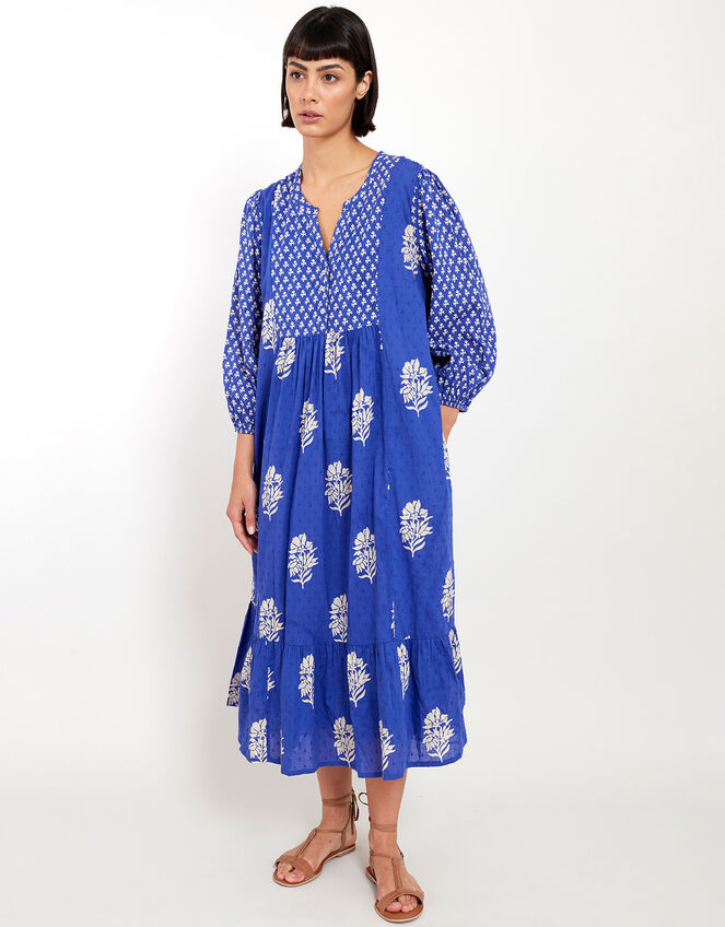 East Bohemian Print Dobby Dress Blue