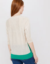 Cleo Colour-Block Jumper in Linen Blend, Multi (MULTI), large