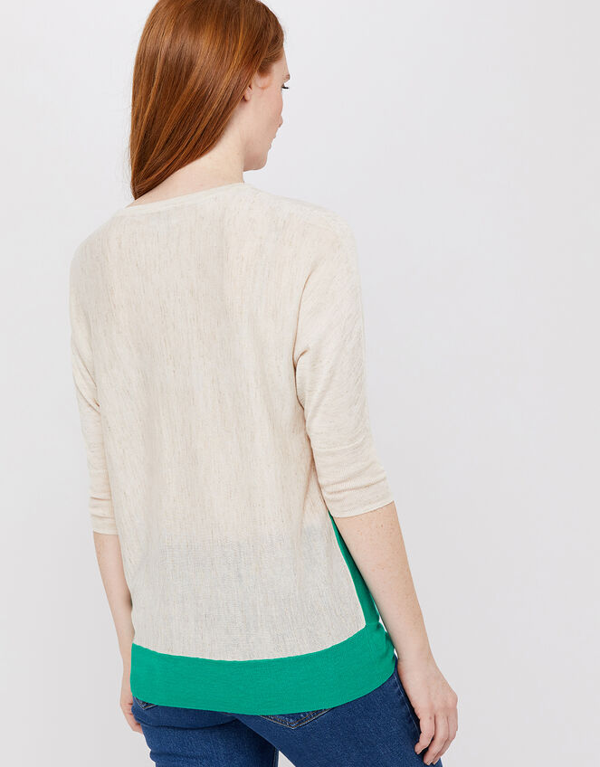Cleo Colour-Block Jumper in Linen Blend, Multi (MULTI), large