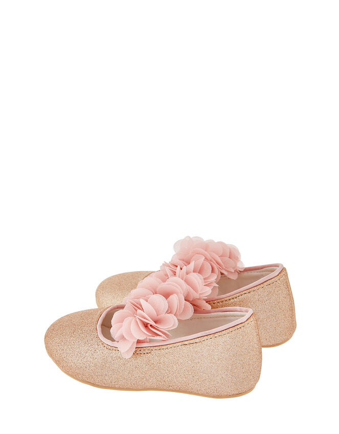 Baby Abilene Corsage Glitter Walker Shoes, Gold (ROSE GOLD), large